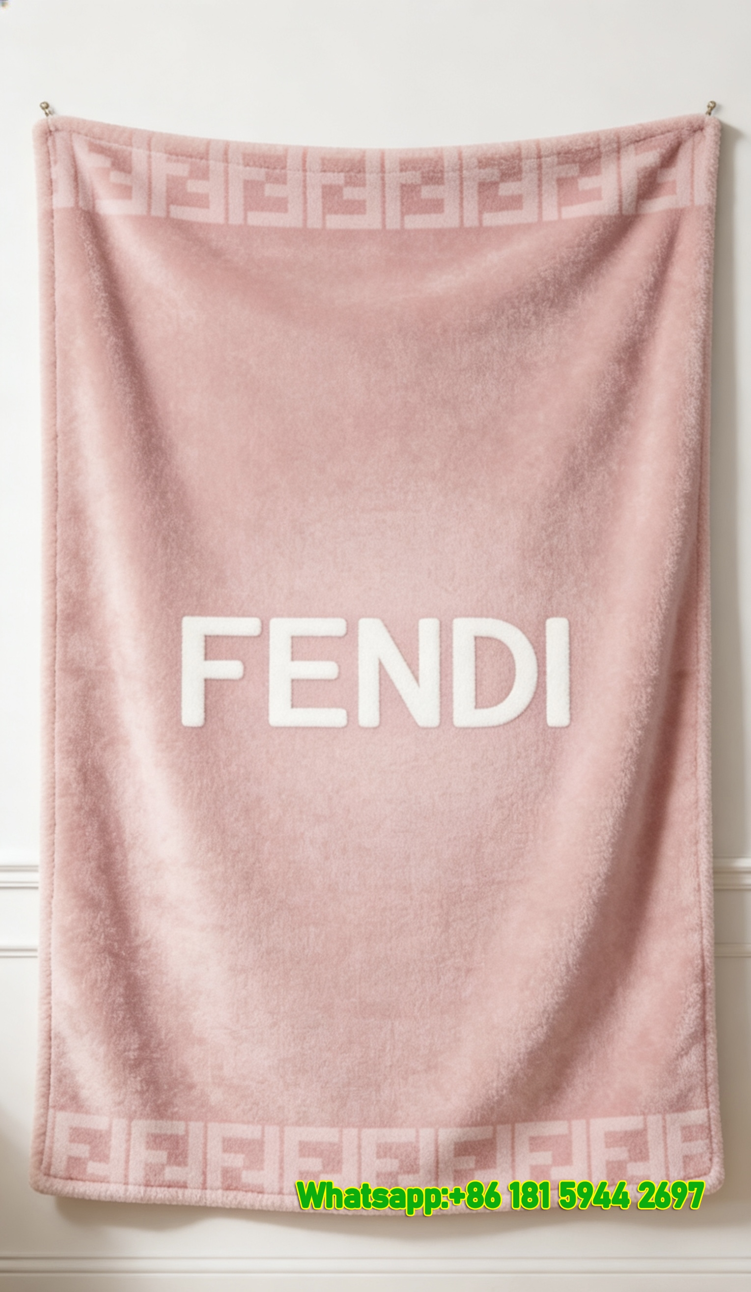 Luxury Fendi Pink FF Monogram Flannel Throw Blanket IMG_9413